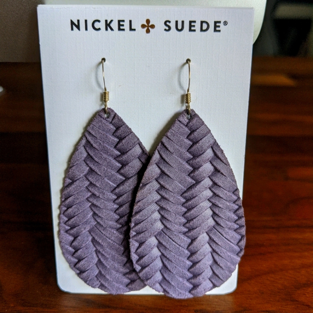 Nickel & Suede Heather Knit Teardrops